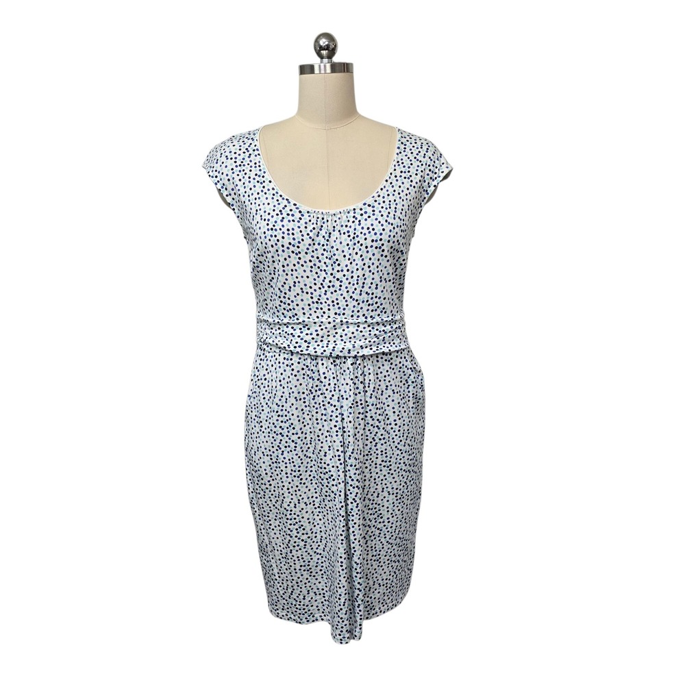 Boden Polka Dot Cap Sleeve Mini Dress Womens UK 12R US 8R Modal otton Stretch
